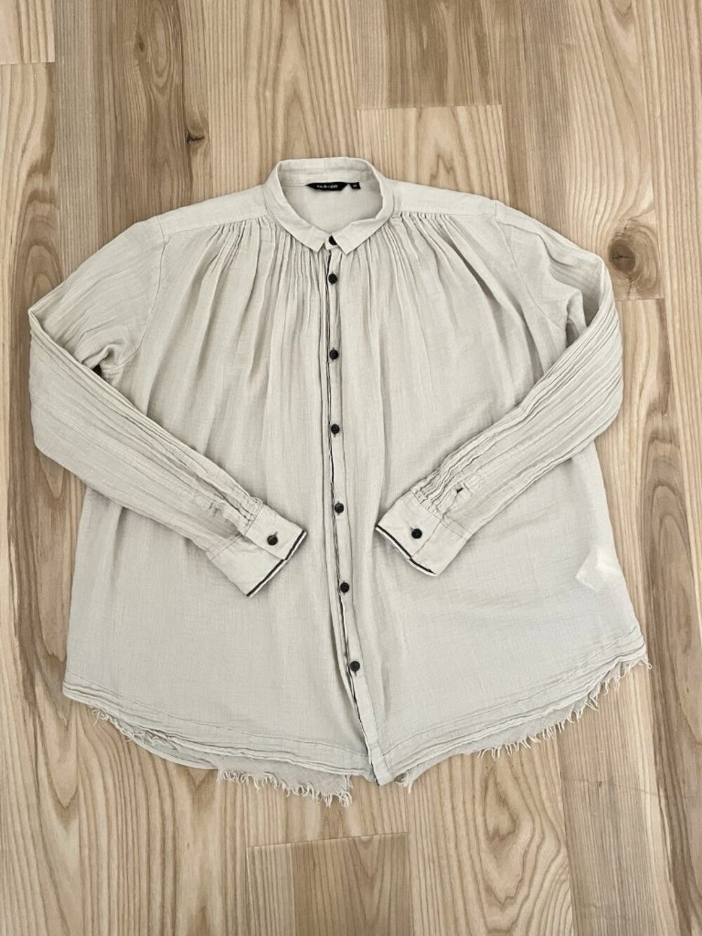 Pas de Calais Cotton Gauze Gathered Shoulder Blouse Shirt size Small, 36